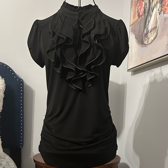 HeartSoul Black Ruffled Blouse - Picture 2 of 8